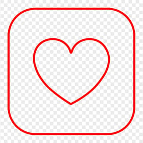 HD Square Red Outline Heart Love Icon PNG