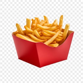French Fries In Red Kraft Box HD Transparent Background