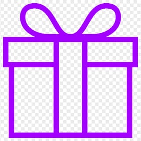 Purple Line Outline Gift Box Icon FREE PNG