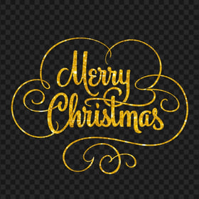 HD Gold Glitter Merry Christmas Calligraphy Text Logo PNG