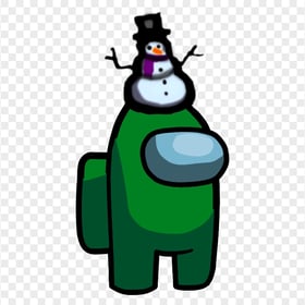 HD Green Among Us Crewmate Character With Snowman Hat On Top PNG