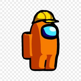 HD Orange Among Us Character With Hard Hat PNG