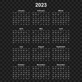 HD White 2023 Calendar Transparent PNG