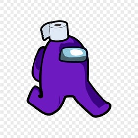 HD Purple Among Us Character Walking With Toilet Paper Hat PNG