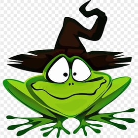 Halloween Green Cartoon Frog Witch Hat HD PNG