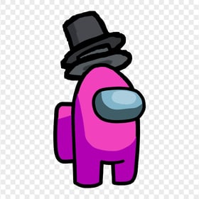 HD Pink Among Us Crewmate Character With Double Top Hat PNG