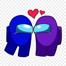 HD Among Us Blue Love Purple Characters Valentines Day PNG