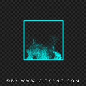 Neon Blue Green Square Frame With Smoke PNG