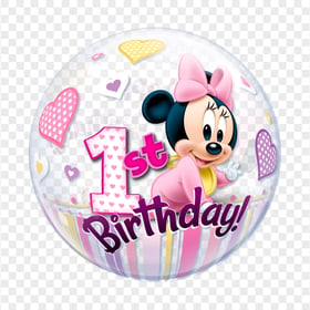 1st Birthday Minnie Mouse Balloon HD PNG