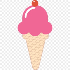 Clipart Cartoon Pink Ice Cream Cone With Cherry