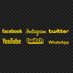 HD Twitter Facebook Instagram Social Media Yellow Logos PNG