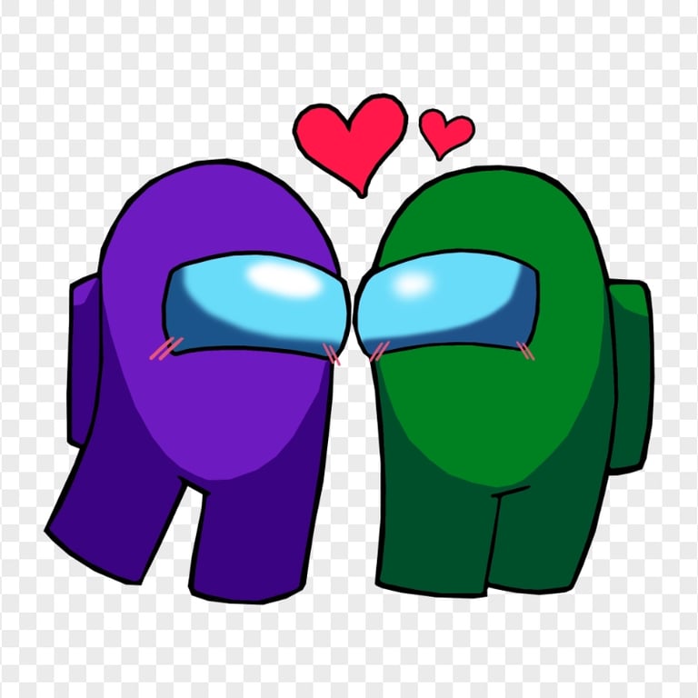 HD Among Us Purple Love Green Characters Valentines Day PNG