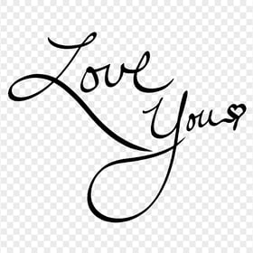 Love You Black Typography HD PNG