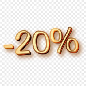 -20% Discount Sale Gold Text PNG