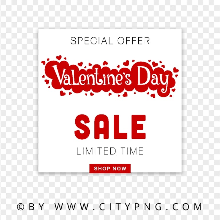 HD Valentine's Day Discount Sale Banner Template PNG