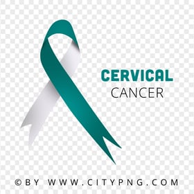 Cervical Cancer Teal And White Ribbon Logo Sign PNG
