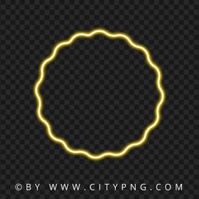 Glowing Yellow Neon Wavy Circle HD PNG