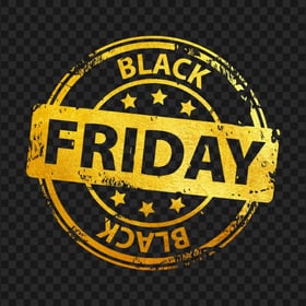 HD Round Black Friday Logo Yellow Gold Stamp Style PNG