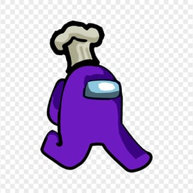 HD Purple Among Us Character Walking With Chef Hat PNG