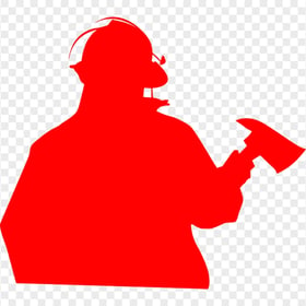 HD Red Firefighter Fireman With Axe Silhouette PNG