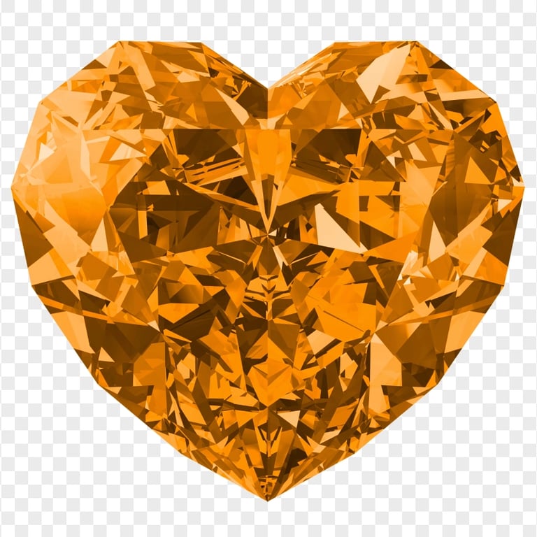 HD Orange Diamond Crystal Heart Love Valentine Day PNG