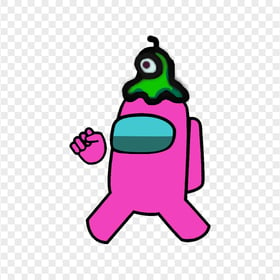 HD Pink Among Us Character Wear Brain Slug Hat PNG