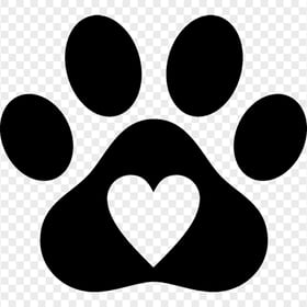 Pet Black Paw with Heart Inside HD Transparent Background