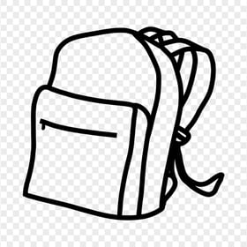 Black Outline Backpack Bag PNG