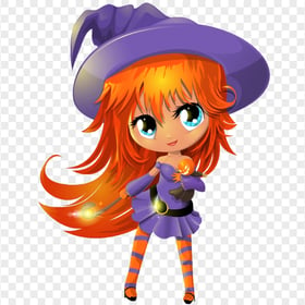 HD Cartoon Beautiful Halloween Chibi Witch Illustration PNG