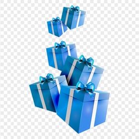 Group Of Blue Flying Gifts Boxes HD PNG