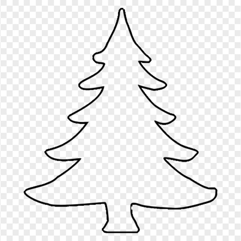 HD Simple Black Outline Christmas Tree PNG
