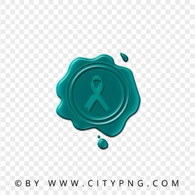 Ovarian Cancer Ribbon Wax Logo Stamp Sign PNG