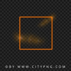 Neon Orange Square Frame Flare Effect PNG Image