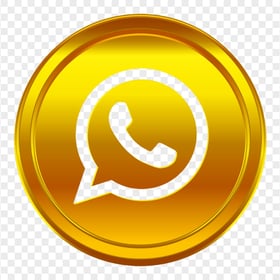 HD Golden Gold Whatsapp Wa Whats Outline Coin Style Icon PNG