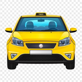 Cartoon Yellow Cab Taxi Car Front View PNG