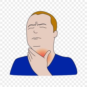 Cartoon Sick Man Person Has Hurts Throat Icon