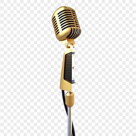 Golden Gold Standing Microphone Mic HD PNG