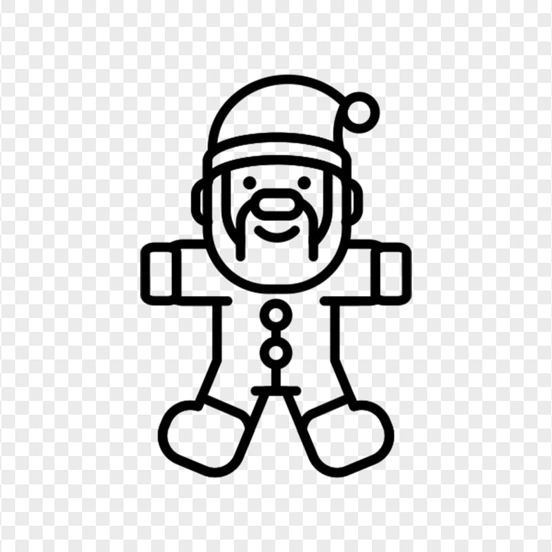 Elf Santa Claus Outline Black Icon PNG