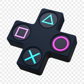 Gaming Controller Joystick 3D Buttons PNG