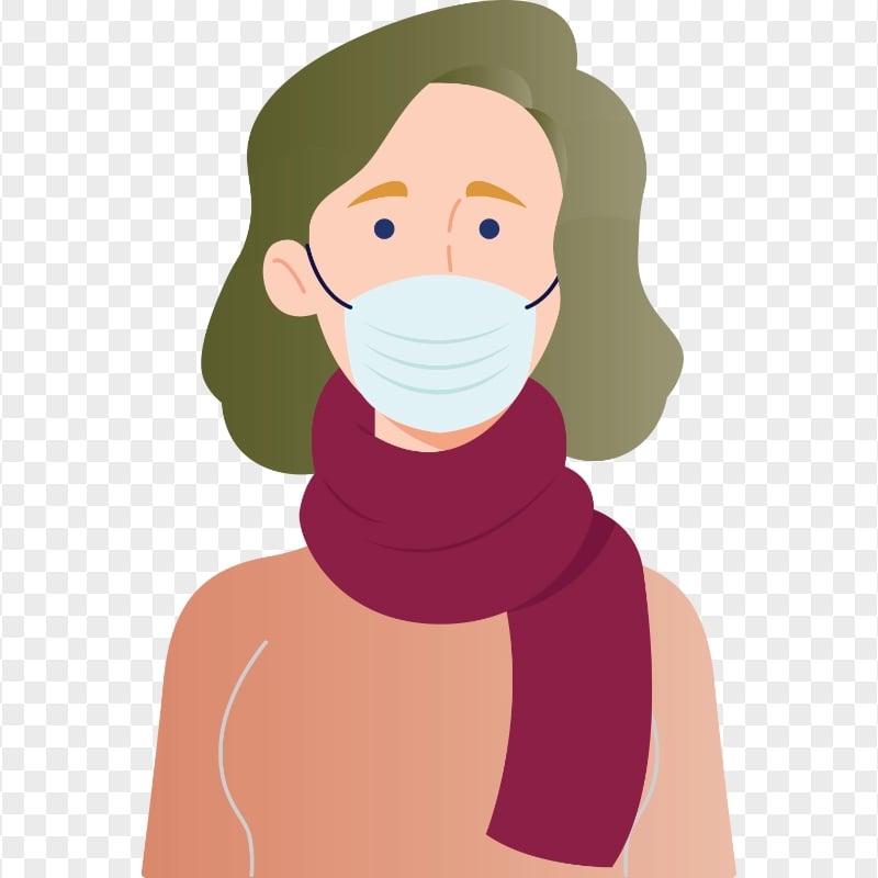 Cartoon Woman Wear Surgical Mask Covid19 Vector