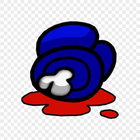 HD Blue Among Us Crewmate Character Dead Body With Blood PNG