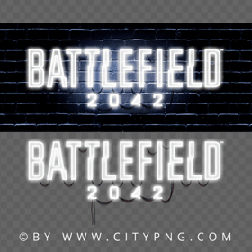 HD White Battlefield 2042 Neon Logo PNG