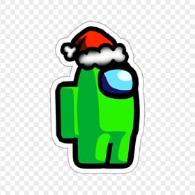 HD Green Lime Among Us Character Santa Hat Stickers PNG