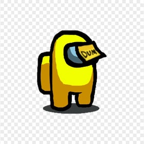 HD Among Us Yellow Crewmate Character With Dum Sticky Note Hat PNG