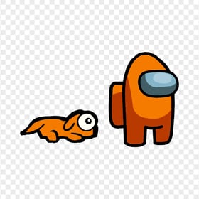 HD Orange Among Us Character Sitting Pet Dog PNG