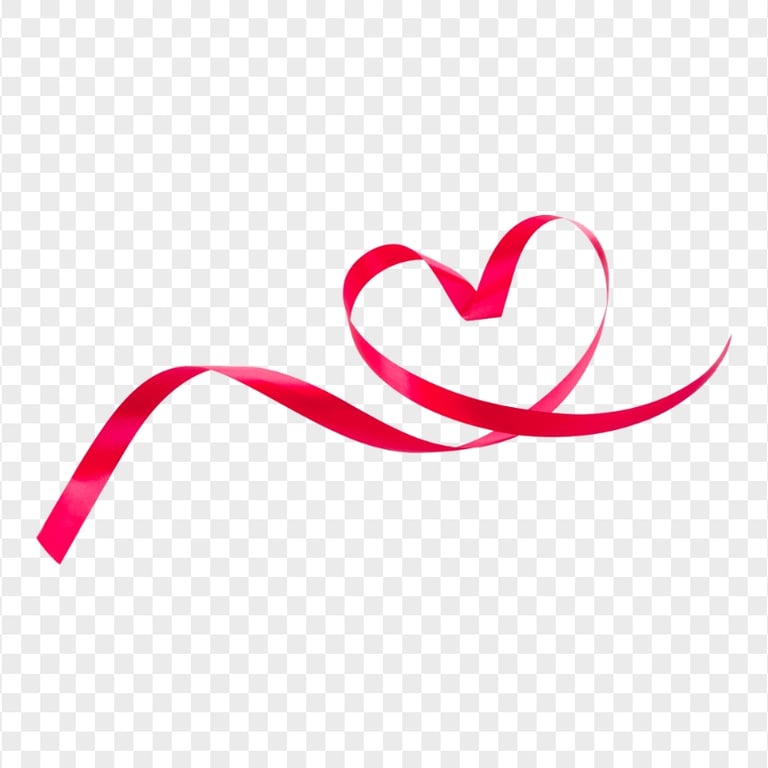 Red Ribbon Straight Heart Shape PNG