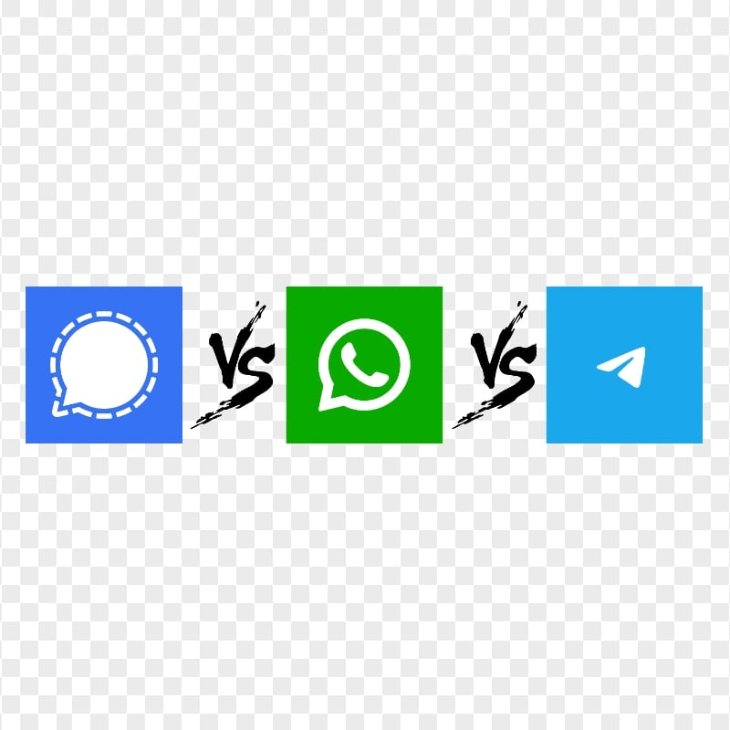 HD Signal Vs Whatsapp Vs Telegram Square Icons PNG