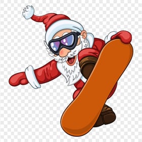 HD Cartoon Santa Claus Snowboarding Skiing PNG