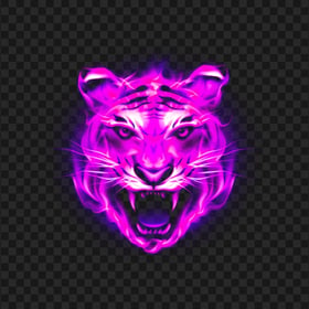 Tiger Face Purple Fire Flames Transparent PNG