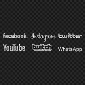 HD Fb Twitter IG Youtube Twitch Whatsapp Social Media Silver Glitter PNG